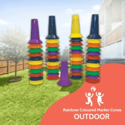 Rainbow Coloured Marker Cones (48/pk) 8 Rainbow Coloured Marker Cones (48/pk) -Kids Car Sales 3RainbowColouredMarkerCones 48 pk