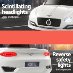 Bentley Style EXP12 Licensed 12v Electric Kids Ride On Car - White -Kids Car Sales BentleyStyleEXP12Licensed12vElectricKidsRideOnCar White