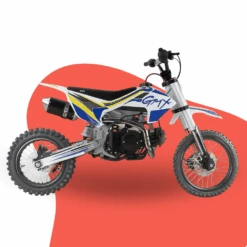 GMX Moto125 125cc Petrol-Powered Kids Dirt Bike - Blue/White