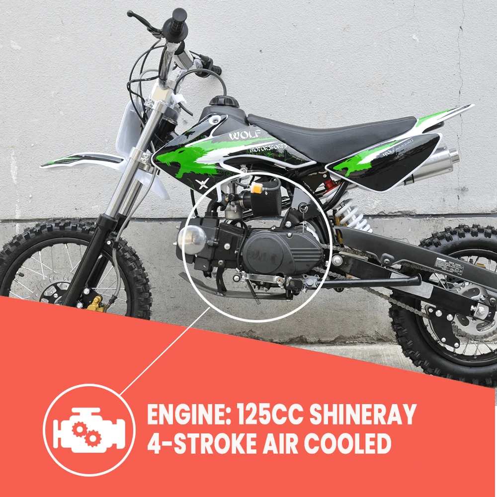 Motoworks 125cc Petrol Powered 4-Stroke Kids Dirt Bike - Green 4 Motoworks 125cc Petrol Powered 4-Stroke Kids Dirt Bike - Green - Image 4