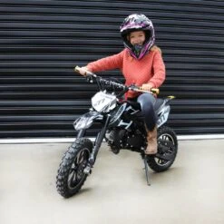 MJM 49cc Petrol Powered 2-Stroke Kids Dirt Bike - Black
