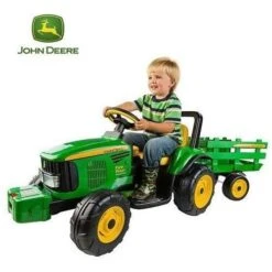 John Deere Farm Power 12v Kids Ride-On Tractor With Trailer