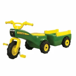 John Deere Kids Ride On Pedal Trike And Trailer Set -Kids Car Sales JohnDeereTractorandWagon