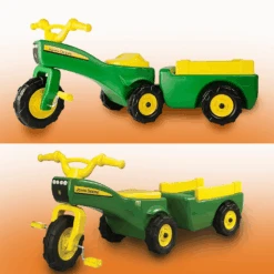 John Deere Kids Ride On Pedal Trike And Trailer Set -Kids Car Sales JohnDeereTractorandWagon 4