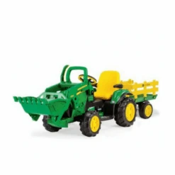 John Deere Ground Loader 12v Kids Ride On Digger With Scoop & Trailer