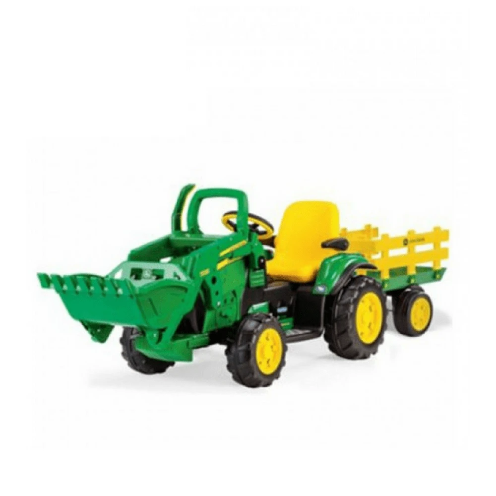 John Deere Ground Loader 12v Kids Ride On Digger With Scoop & Trailer 1 John Deere Ground Loader 12v Kids Ride On Digger With Scoop & Trailer