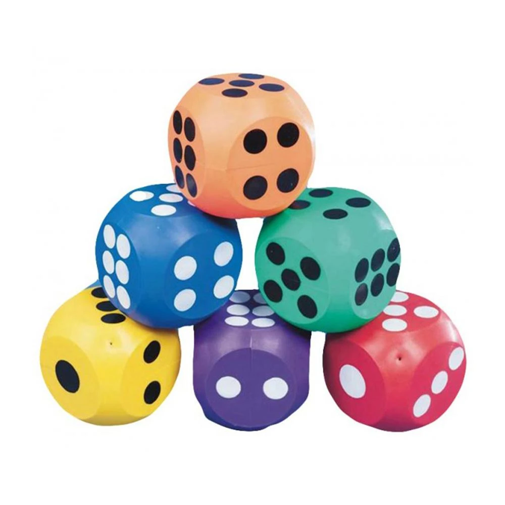 Jumbo 10cm Coloured Rubber Die - 6 Pack 1 Jumbo 10cm Coloured Rubber Die - 6 Pack