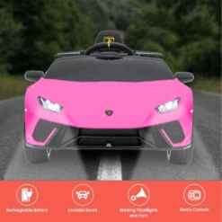 Kahuna Lamborghini 12v Performante Kids Electric Ride On With Remote - Pink -Kids Car Sales Kahuna Lamborghini Performante Kids Electric Ride On Car Remote Control by Kahuna Pink 11