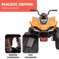 Kahuna Licensed 12v MCL35 McLaren Kids Electric Quad Bike - Orange -Kids Car Sales Kahuna Licensed MCL35 McLaren Kids Toy Ride On Electric Quad Bike Orange 9