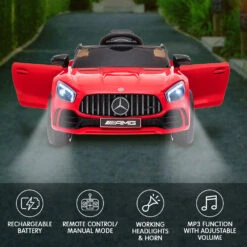 Licensed Mercedes Benz AMG GTR 12v Kids Electric Ride On With Remote - Red 18 Licensed Mercedes Benz AMG GTR 12v Kids Electric Ride On With Remote - Red -Kids Car Sales Kahuna Mercedes Benz Licensed Kids Electric Ride On Car Remote Control Red 09