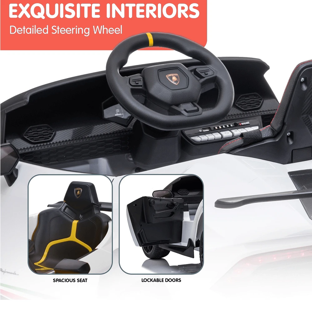 Kahuna Lamborghini 12v Performante Kids Electric Ride On With Remote - White 7 Kahuna Lamborghini 12v Performante Kids Electric Ride On With Remote - White - Image 7