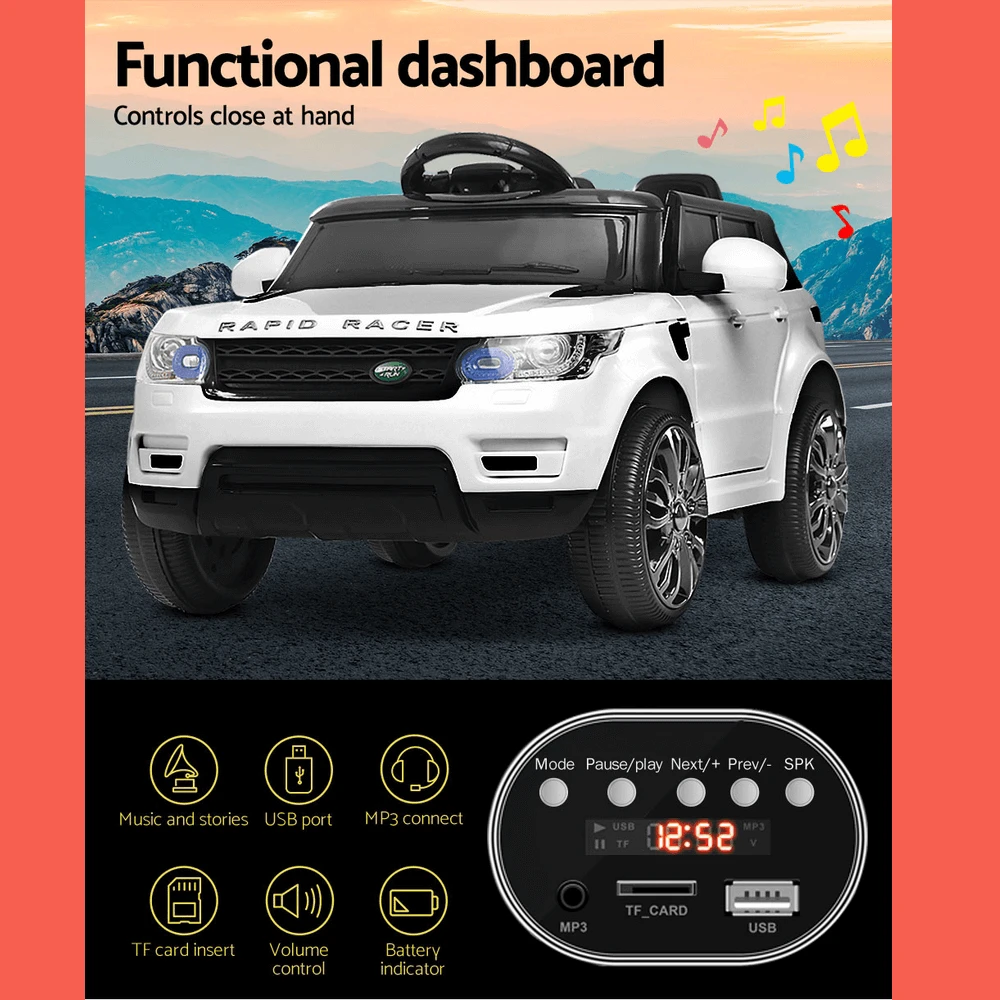 Kids Electric 12v Sports Ride-On Kids Car - White 4 Kids Electric 12v Sports Ride-On Kids Car - White - Image 4