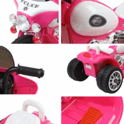 Kids Electric 6v White 3-Wheel Chopper-Style Pink Ride-On Motorbike -Kids Car Sales Kids Electric 6v White 3 Wheel Chopper Style Pink Ride On Motorbike 4