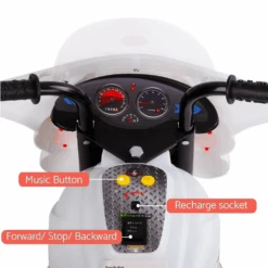 Kids Electric 6v White 3-Wheel Ride-On Motorbike -Kids Car Sales Kids Electric 6v White 3 Wheel Ride On Motorbike 2