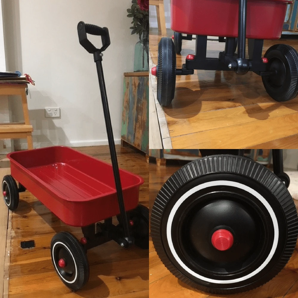 Kids Metal Pull Along Wagon 2 Kids Metal Pull Along Wagon - Image 2