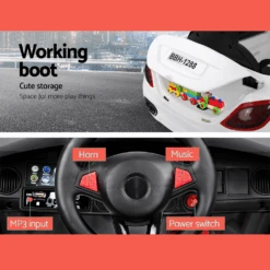 Maserati Inspired 12v Kids Ride On Car - White -Kids Car Sales Maserati Inspired 12v Kids Ride On Car White 2