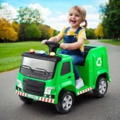 Rigo 12v Kids Electric Garbage Truck Ride On Car - Green -Kids Car Sales RCAR C POLICE TRUCK 12V GN 190848 05