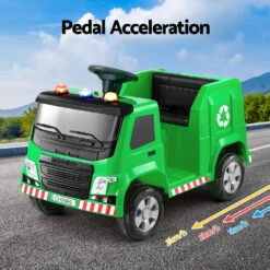 Rigo 12v Kids Electric Garbage Truck Ride On Car - Green -Kids Car Sales RCAR C POLICE TRUCK 12V GN 190848 06