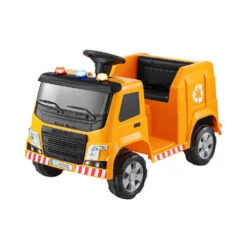 Rigo 12v Kids Electric Garbage Truck Ride On Car - Yellow -Kids Car Sales RCAR C POLICE TRUCK 12V YE 190847 00