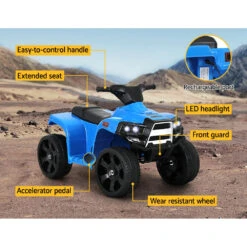 Rigo 4 Wheeler 6v Electric Kids Quad Bike - Blue -Kids Car Sales RCAR MBIKE ATV BU 71685 03