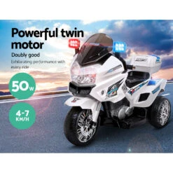 Rigo Kids Electric 6v Police Patrol 3-Wheel Ride-On Motorbike -Kids Car Sales RCAR MBIKE POLICE WH 02
