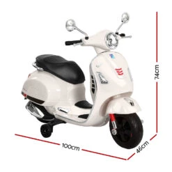 Vespa Licensed GTS Kids Electric Ride-On Motorcycle - White 9 Vespa Licensed GTS Kids Electric Ride-On Motorcycle - White -Kids Car Sales RCAR MBIKE VESPA WH 95238 01