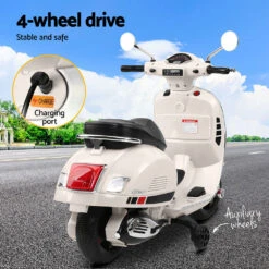 Vespa Licensed GTS Kids Electric Ride-On Motorcycle - White 13 Vespa Licensed GTS Kids Electric Ride-On Motorcycle - White -Kids Car Sales RCAR MBIKE VESPA WH 95238 06