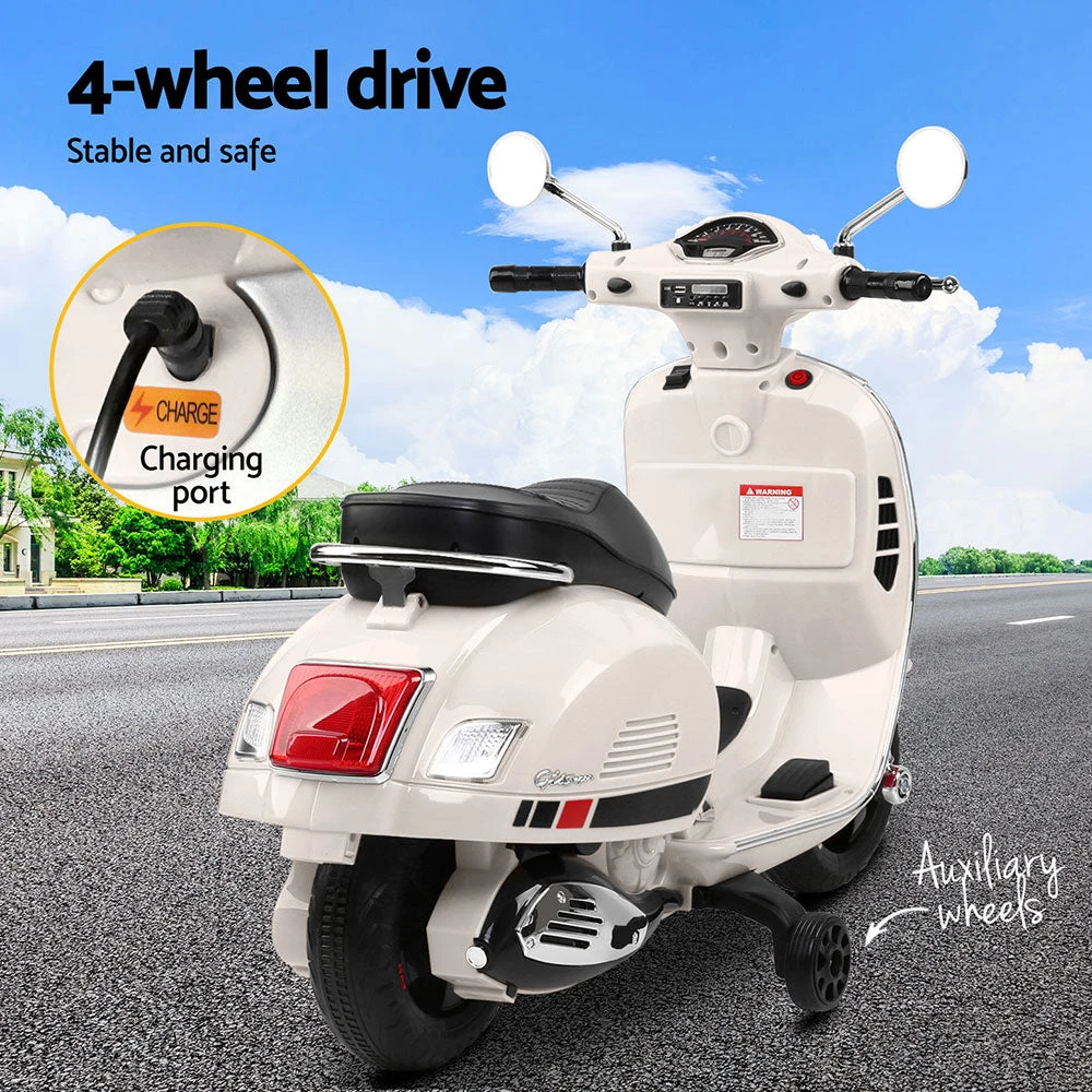 Vespa Licensed GTS Kids Electric Ride-On Motorcycle - White 7 Vespa Licensed GTS Kids Electric Ride-On Motorcycle - White - Image 7