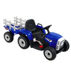 Rigo Kids Electric 12v Farm Tractor Trailer Ride-On Kids Car - Blue -Kids Car Sales RCAR TRACTOR BU 02