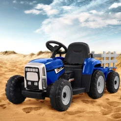 Rigo Kids Electric 12v Farm Tractor Trailer Ride-On Kids Car - Blue -Kids Car Sales RCAR TRACTOR BU 07