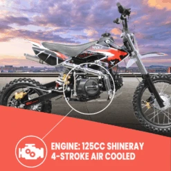 Motoworks 125cc Petrol Powered 4-Stroke Kids Dirt Bike - Red -Kids Car Sales Red motorcycle for kids 125cc Dirt Bike 2