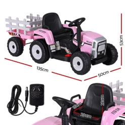 Rigo Kids 12v Electric Ride On Tractor - Pink -Kids Car Sales Rigo Kids Electric Ride On Car Tractor Toy Cars 12V Pink 2