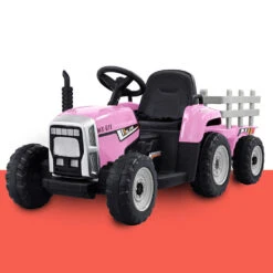 Rigo Kids 12v Electric Ride On Tractor - Pink -Kids Car Sales Rigo Kids Electric Ride On Car Tractor Toy Cars 12V Pink 6