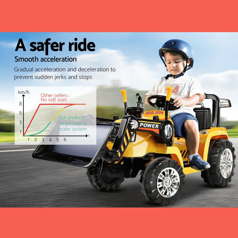 Rigo Kids Ride On Bulldozer Digger Electric Car - Yellow 4 Rigo Kids Ride On Bulldozer Digger Electric Car - Yellow - Image 4