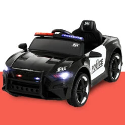 Rigo 12v Electric Police Patrol Kids Ride On Car With Remote - Black -Kids Car Sales Rigo Kids Ride On Car Electric Patrol Police Cars Battery Powered Toys 12V Black