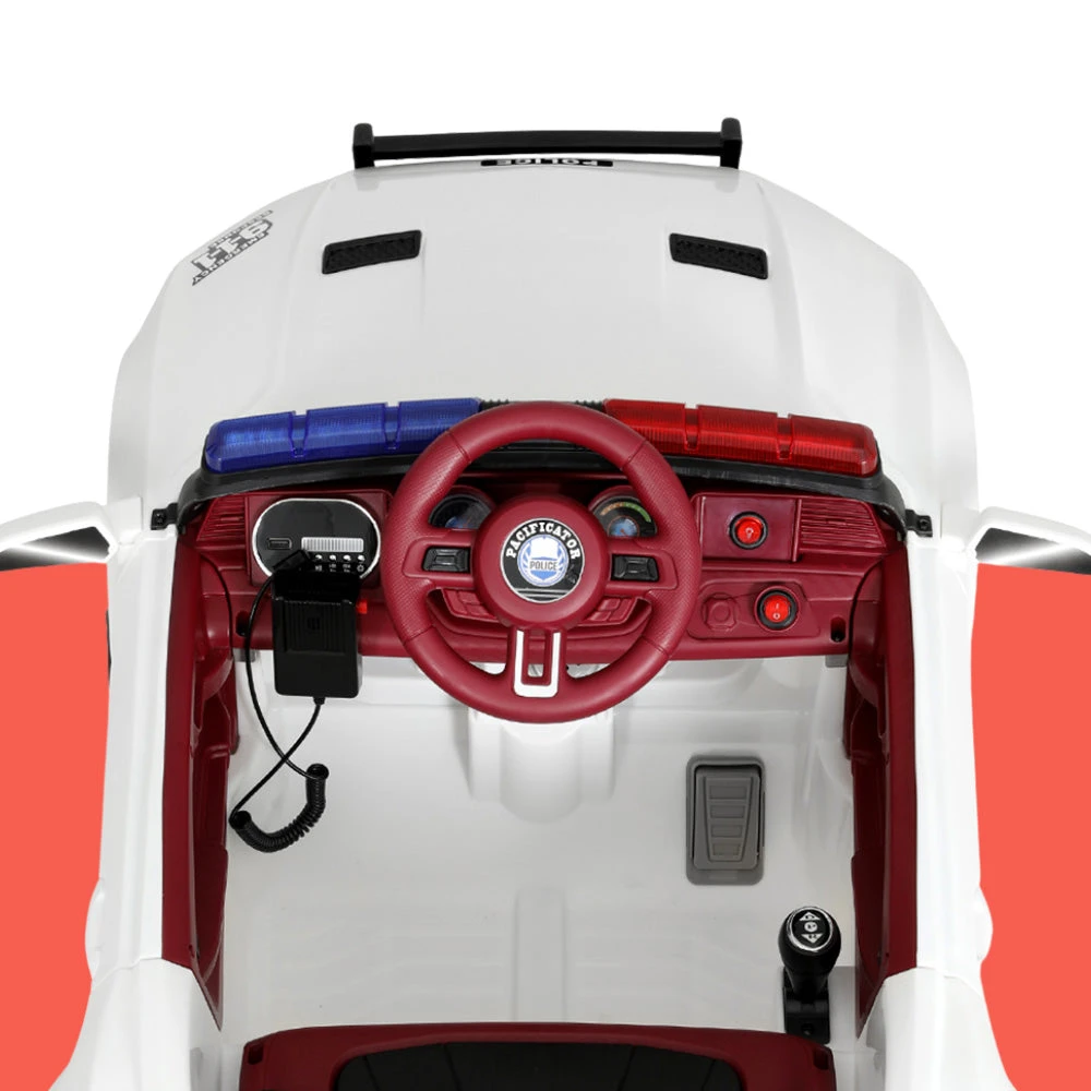 Rigo 12v Electric Police Patrol Kids Ride On Car With Remote - White 4 Rigo 12v Electric Police Patrol Kids Ride On Car With Remote - White - Image 4