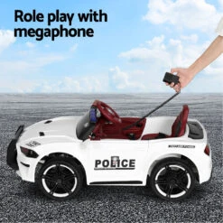 Rigo 12v Electric Police Patrol Kids Ride On Car With Remote - White 11 Rigo 12v Electric Police Patrol Kids Ride On Car With Remote - White -Kids Car Sales Rigo Kids Ride On Car Electric Patrol Police Cars Battery Powered Toys 12V White 3