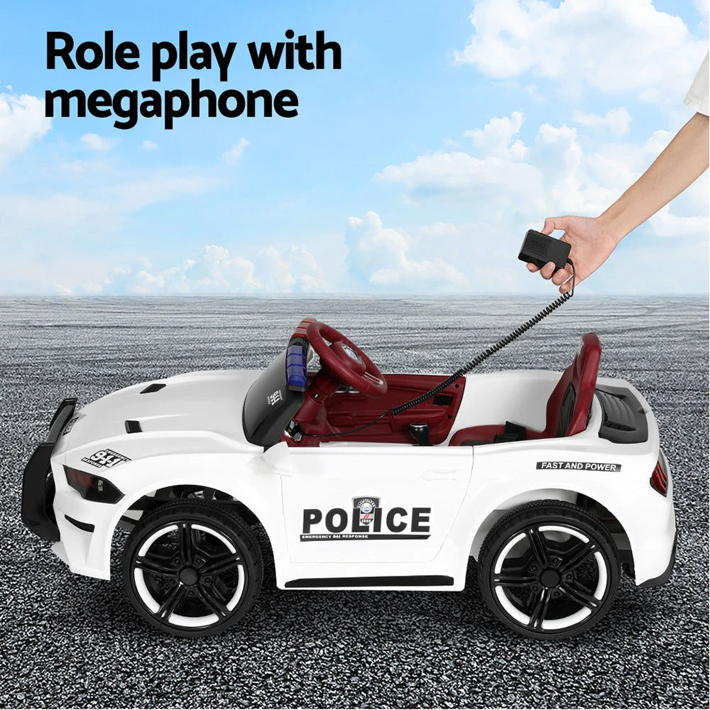 Rigo 12v Electric Police Patrol Kids Ride On Car With Remote - White 5 Rigo 12v Electric Police Patrol Kids Ride On Car With Remote - White - Image 5