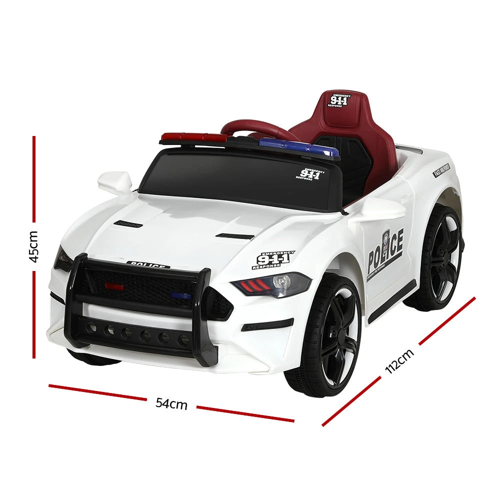 Rigo 12v Electric Police Patrol Kids Ride On Car With Remote - White 7 Rigo 12v Electric Police Patrol Kids Ride On Car With Remote - White - Image 7