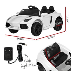 Rigo 12v Electric Kids Ride On Sports Car With Remote - White 11 Rigo 12v Electric Kids Ride On Sports Car With Remote - White -Kids Car Sales Rigo Kids Ride On Car Outdoor Electric Toys Battery Remote Control MP3 12V White 5