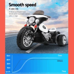 Rigo Kids Ride On Motorbike - Black & White -Kids Car Sales Rigo Kids Ride On Motorbike Black White 3