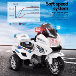 Rigo Kids Electric 6v Police Patrol 3-Wheel Ride-On Motorbike -Kids Car Sales RigoKidsElectric12vPolicePatrol3 WheelRide OnMotorbike 1