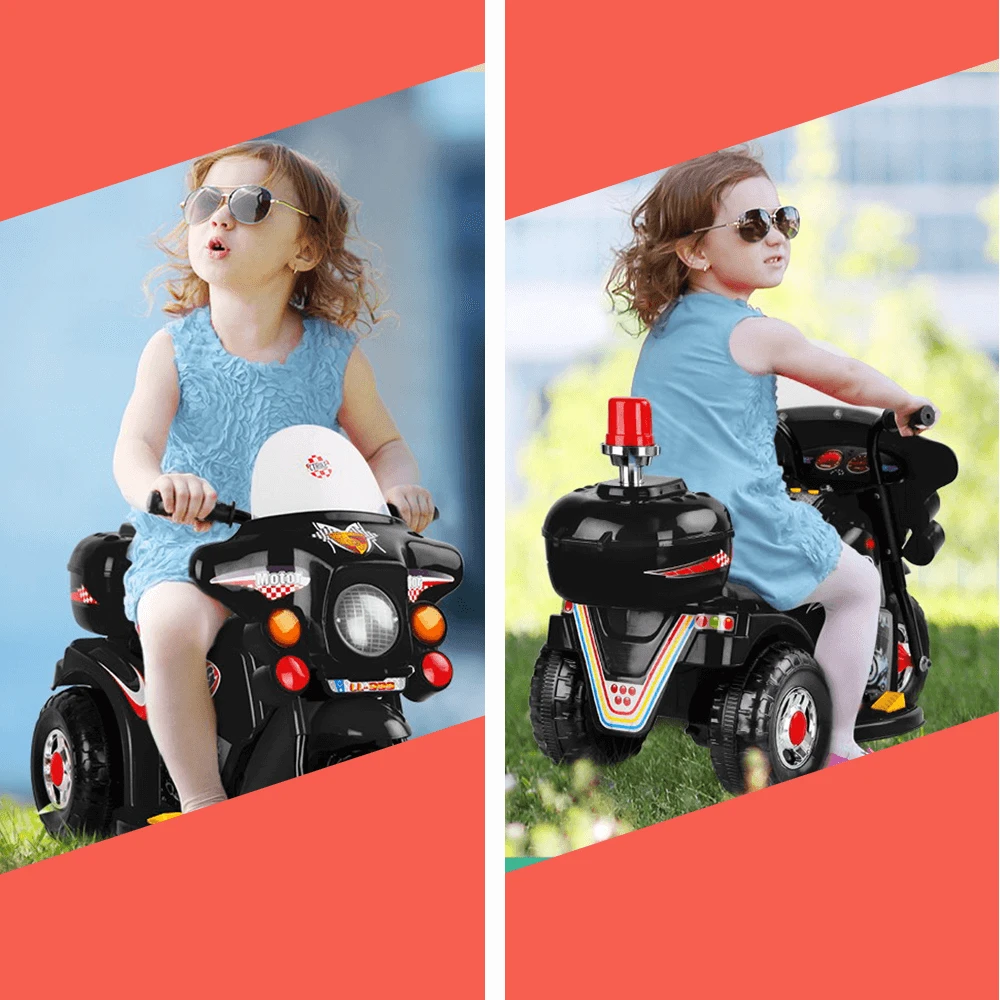 Rigo Kids Electric Ride On Police Motorcycle Motorbike 6V Battery Black 2 Rigo Kids Electric Ride On Police Motorcycle Motorbike 6V Battery Black - Image 2