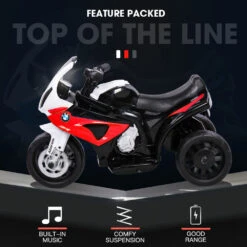 Rovo Kids Licensed BMW S1000RR Electric Ride On Motorbike - Red -Kids Car Sales Rovo Kids Licensed BMW S1000RR Ride On Motorbike with Battery and Charger Red 07