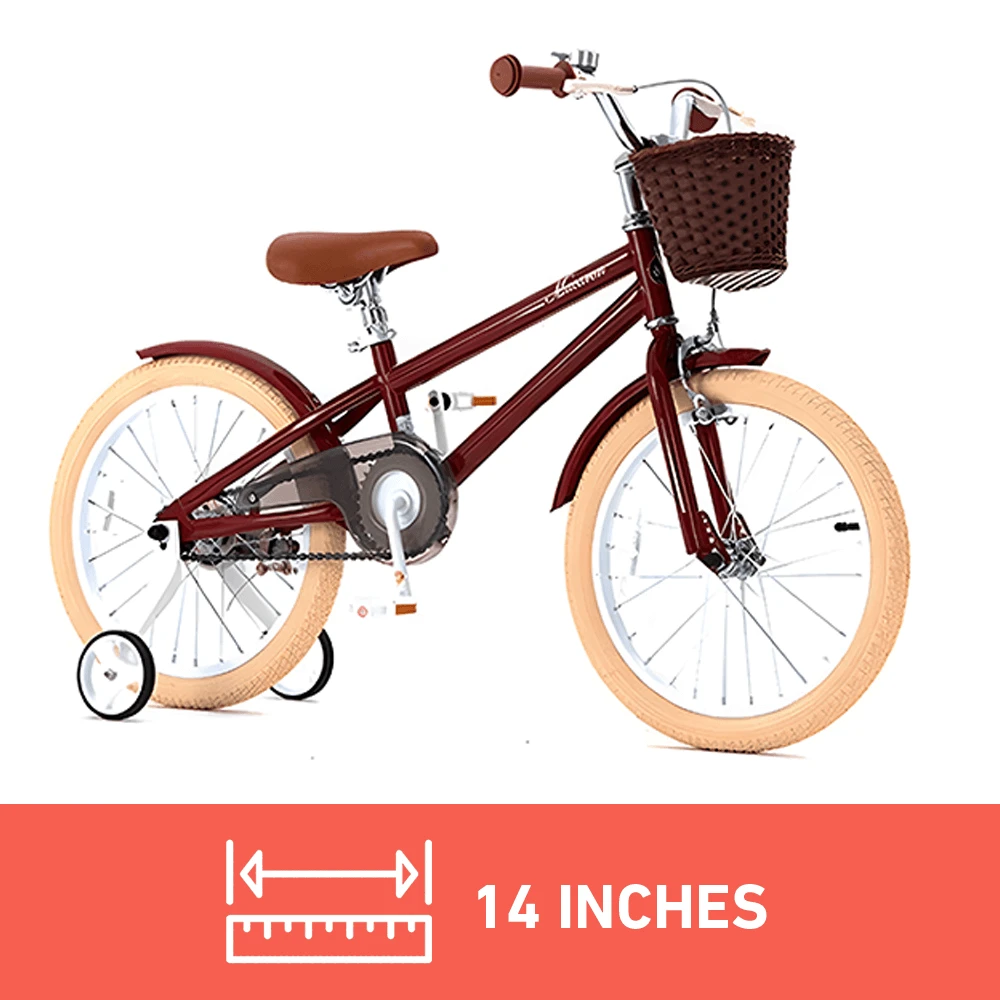 RoyalBaby 14-inch Vintage Style Kids Bike - Macaron Red 6 RoyalBaby 14-inch Vintage Style Kids Bike - Macaron Red - Image 6