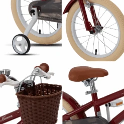 RoyalBaby 14-inch Vintage Style Kids Bike - Macaron Red 10 RoyalBaby 14-inch Vintage Style Kids Bike - Macaron Red -Kids Car Sales Royal Baby14 inch Vintage Style Kids Bike Macaron Red 3