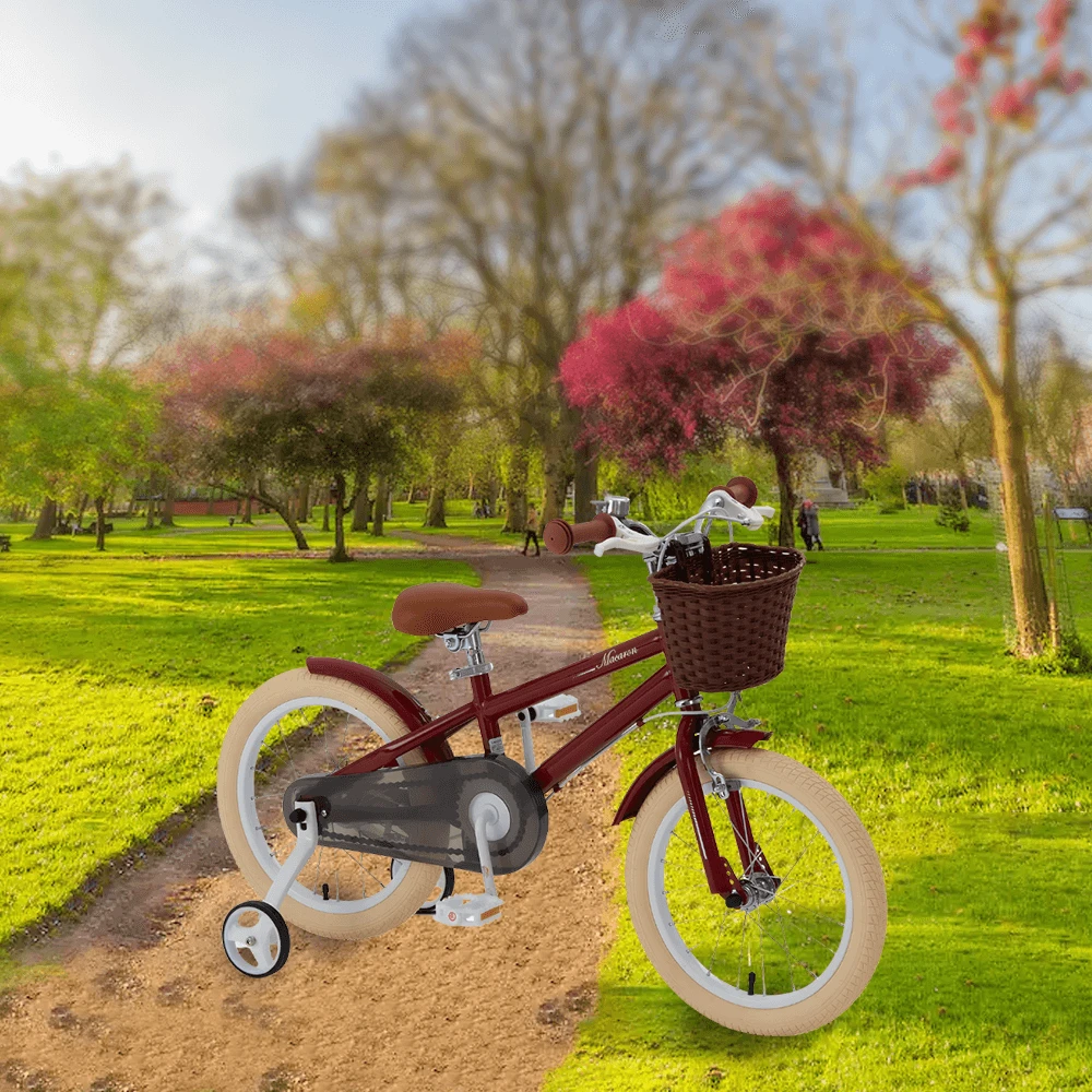 RoyalBaby 14-inch Vintage Style Kids Bike - Macaron Red 2 RoyalBaby 14-inch Vintage Style Kids Bike - Macaron Red - Image 2