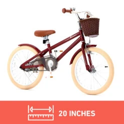RoyalBaby 20-inch Vintage Style Kids Bike - Macaron Red -Kids Car Sales RoyalBaby20 inchVintageStyleKidsBike MacaronRed