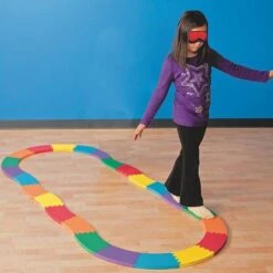 Soft Foam Modular Rainbow Balance Builder Mats -Kids Car Sales Soft Foam Modular Rainbow Balance Builder Mats Blindfold Kid Playing