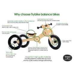 Trybike Wooden Trybike With Soft Chin Guard Seat And Cover Set - Pink 13 Trybike Wooden Trybike With Soft Chin Guard Seat And Cover Set - Pink -Kids Car Sales Trybike 4 in 1 Wooden Trybike Specs